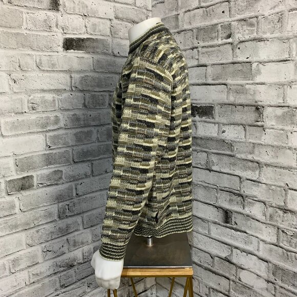 Vintage 90s Jantzen Sweater L Geometric Textured Knit Grunge Grandpa Dad Retro - Picture 5 of 12